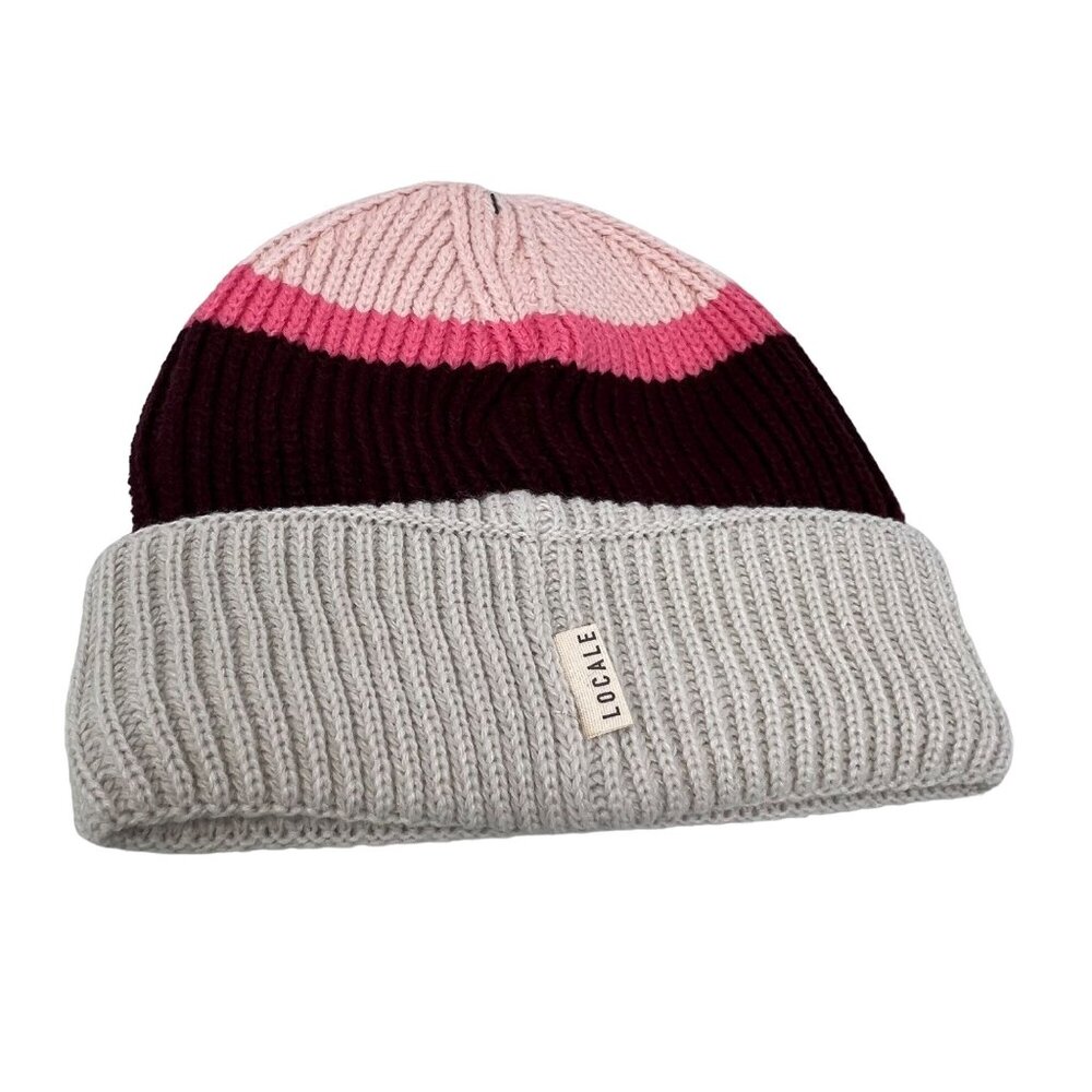Locale Cuffed Beanie Hat One Size Stripe Colorblock Cozy Knit 100% Acrylic NEW